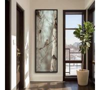 XINBAO Quadro su tela alto e stretto con uccelli, decorazione murale stretta, grande dipinto verticale, opera d'arte con uccelli, stampa su tela con ramo sottile (60x180 cm/senza cornice)