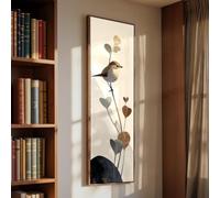 XINBAO Quadro su tela con uccelli, opera d'arte verticale alta e sottile, dipinto minimalista di uccelli, stampe di uccelli, grande dipinto verticale di animali (55x110 cm/cornice interna)