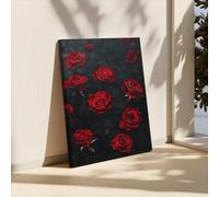 XINBAO Rosa rossa, sfondo nero, poster su tela, dipinti su tela romantici, per camera da letto, soggiorno, corridoio, stampe 70x100 cm senza cornice