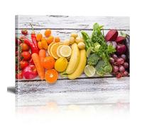 XINBAO Stampa artistica su tela con frutta e verdura colorate, sfondo bianco, per soggiorno, cucina, sala da pranzo, quadro da parete, 80x120 cm, senza cornice
