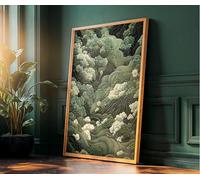 XINBAO Stampa massimalista giapponese della foresta, dipinto Wabi Sabi verde salvia, poster cineseria, grande tela stampabile, arte murale 80x140cm con cornice