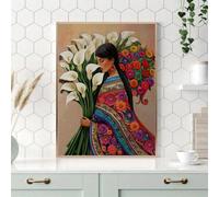 XINBAO Stampa su tela con ritratto di donna bohémien, decorazione da parete classica e moderna, poster artistico. Decorazione murale 40x60 cm con cornice.