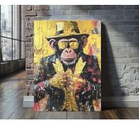 XINBAO Stampa su tela di scimmia | Graffiti e scimpanzé | Vintage | Dipinto di fauna selvatica di lusso | Grandi stampe decorative (40x60 cm/senza cornice)