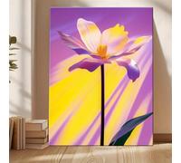 XINBAO Stampe artistiche da parete con motivi floreali su tela - Quadri floreali per la decorazione della casa, opere d'arte botaniche, decorazioni da parete gialle e viola 80x120 cm con cornice