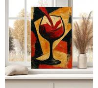 XINBAO Stampe su tela, poster, vino rosso versato in un bicchiere, composizione geometrica, poster d'arte cubista, stampa su tela (50x70 cm/cornice interna)