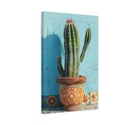 XINBAO Tela artistica da parete con cactus, dipinto botanico boho, decorazione floreale da parete, arte con cactus del sud-ovest, quadri in stile fattoria su tela (80x110 cm/cornice interna)