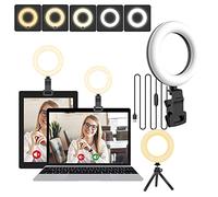 XINBAOHONG Kit di illuminazione per videoconferenza, luce ad anello da 12,7 cm alimentata tramite USB, con supporto per treppiede, 5 modalità di illuminazione e 10 luminosità per lavoro a distanza,
