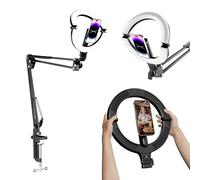XINBAOHONG - Luce magnetica ad anello da 25,4 cm, supporto per fotocamera e telefono, luce LED per selfie XINBAOHONG con supporto e supporto per telefono, luce da scrivania ricaricabile per