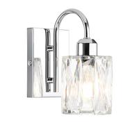 XiNBEi Lampada da Parete di Cristallo Applique Interna E27 Cromata Lampada Bagno con Abertura K9 Moderna Lampada Montata a Parete per Camera Comodino Corridoio Specchio Soggiorno NL-W326-CH