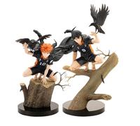 Xinchangda 2 figure di Hinata Shoyo e Tobio Kageyama Action Figure accovacciate su un ceppo d'albero Haikyuu Figurine Modello Desktop Collection Regali per i fan degli anime