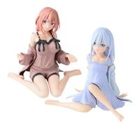Xinchangda 2PCS Amagami Yuna Figure Statue Anime Amagami Asahi Figurine Modello 11CM PVC Amagami Yae Action Figure Rosso Blu Pigiama Posizione Seduta Scultura da collezione Desktop Decorazione Regalo