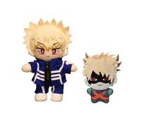 Xinchangda 2PCS MHA Peluche Figura MHA Bakugou Katsuki Peluche Portachiavi Morbido PP Cotone Figurine Pendente Carino Zaino Ornamento Decorazione di Natale