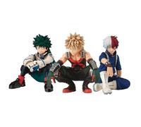 Xinchangda 3 statuette MHA Midoriya Izuku Action Figure Statue, Personaggi Anime Figure Modello Posizione Seduta Decorazione Ornamenti da Collezione Regalo 10 CM