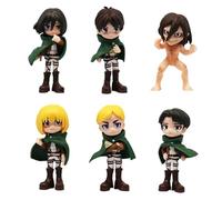 Xinchangda 6pcs Eren Jaeger Figure Anime Figurine Erwin Smith Mini Action Figure 9 cm Carino Eren Jaeger Statua Cake Topper Desktop Decorazione Collezioni