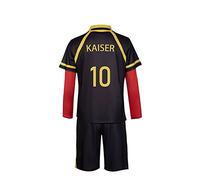 Xinchangda Anime Blue Lock Costume Cosplay GermanTeam Lsagi Yoichi Calcio Cos Uniforme Nero e Rosso Calcio Jersey Adulti Completo Tuta, N. 10., M