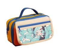 Xinchangda Astuccio per matite a tema anime Miku, astuccio per penne di grande capacità, astuccio per cancelleria per studenti, Giallo 1, 21.5* 8*12cm, Astuccio