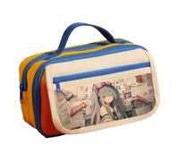 Xinchangda Astuccio per matite a tema anime Miku, astuccio per penne di grande capacità, astuccio per cancelleria per studenti, giallo 9, 21.5* 8*12cm, Astuccio