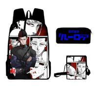 Xinchangda Blue Lock Set di 3 zaini per la scuola con motivo anime Isagi Yoichi/Seishiro Nagi/Reo Mikage + astuccio + borsa a tracolla, Barou Shouei, 30*13*40cm