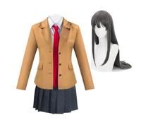 Xinchangda Costume per cosplay Mai da donna, uniforme scolastica, giacca marrone, gonna uniforme JK, set completo con cravatta rossa, cosplay anime, Halloween, Natale, carnevale, feste, giochi di
