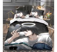 Xinchangda Death Note - Set di biancheria da letto con motivo anime Death Note, per letto singolo, matrimoniale, king size, 2 federe e 1 copripiumino