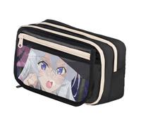 Xinchangda Elaina, astuccio anime Elaina, in tessuto Oxford, nero, bianco, grande capacità, multi-scomparto, impermeabile, per trucchi, cancelleria, organizer per studenti adolescenti, Nero Tipo 3, 21