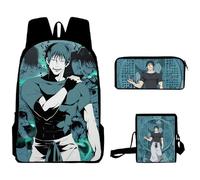 Xinchangda Gojo Satoru Set di 3 zaini Anime Geto Suguru/Fushiguro Toji Zaino Scuola Carino Studenti Zaino Fushiguro Megumi Anime, Fushiguro Toji, 30*13*40cm, Anime