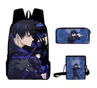 Xinchangda Gojo Satoru Set di 3 zaini Anime Geto Suguru/Fushiguro Toji Zaino Scuola Carino Studenti Zaino Fushiguro Megumi Anime, Fushiguro Megumi, 30*13*40cm