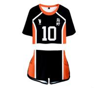 Xinchangda Haikyuu!! - Set pigiama da donna con maglietta e pantaloncini stampati in 3D con graffiti anime, abbigliamento estivo, 2 pezzi, casual, sportivi, pantaloncini, Tipo 7., L
