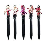 Xinchangda Hazbin Hotel - Set di 5 penne a sfera con inchiostro gel a scomparsa, motivo anime, Alastor/Angel Dust/Vaggie, 0,5 mm, per studenti
