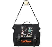 Xinchangda Hinata Shoyo Anime Canvas Bag Kuroo Tetsurou Satchel Borsa a tracolla Grande capacità tela zaino da viaggio zaino a tracolla, Nero 2, 30 * 25CM