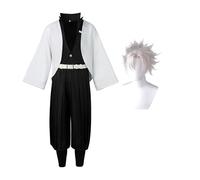 Xinchangda Iguro Obanai Cosplay Costume Shinazugawa Sanemi Cosplay Outfit, Anime Giapponese Kimono Cardigan Stripe Nero Uniforme Pantaloni Set Completo Halloween Natale Carnevale Partito di Ruolo