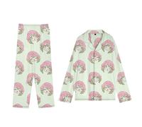 Xinchangda Kamado Nezuko Camicia a maniche lunghe pantaloni Kochou Shinobu Tokitou Muichirou Pigiama Homewear Cartoon Sleepwear Regali per i fan, Kanroji Mitsuri., S