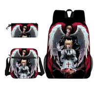 Xinchangda Light Yagami - Set di 3 zaini con astuccio a tracolla, zaino Misa Amane con stampa anime, zaino Ryuuku, grande capacità, impermeabile, per studenti e adolescenti, Tipo 9., 45 x 32 x 13CM