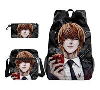 Xinchangda Light Yagami - Set di 3 zaini con astuccio a tracolla, zaino Misa Amane con stampa anime, zaino Ryuuku, grande capacità, impermeabile, per studenti e adolescenti, Type11., 45 x 32 x 13CM