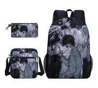 Xinchangda Light Yagami - Set di 3 zaini con astuccio a tracolla, zaino Misa Amane con stampa anime, zaino Ryuuku, grande capacità, impermeabile, per studenti e adolescenti, Tipo 8., 45 x 32 x 13CM