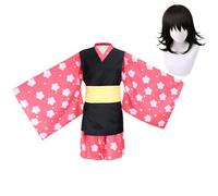 Xinchangda Makomo - Costume per cosplay, Kimetsu no Yaiba, set completo per cosplay di Kamado Tanjiro, kimono, uniforme per anime e Halloween