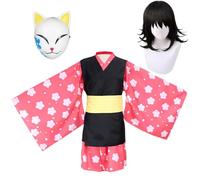 Xinchangda Makomo - Costume per cosplay, Kimetsu no Yaiba, set completo per cosplay di Kamado Tanjiro, kimono, uniforme per anime e Halloween