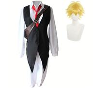 Xinchangda Meliodas Costume Cosplay Completo con Pantaloni Uniforme, Borsa a Spalla, Spada di Legno e Accessori per Cosplay Anime, Ideale per Halloween, Carnevale e Feste
