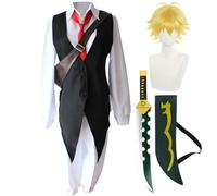 Xinchangda Meliodas - Costume per cosplay, uniforme e pantaloni, set completo con borsa a tracolla Anime Meliodas Cosplay Prop spada di legno Halloween Carnevale Party Outfit