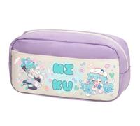 Xinchangda Miku Astuccio per matite Miku, astuccio a doppia cerniera, leggero, di grande capacità, per trucchi, cancelleria, per adolescenti, studenti delle scuole medie, Viola Tipo 1, 23 x 12 x 10CM