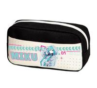 Xinchangda Miku Astuccio per matite Miku, astuccio a doppia cerniera, leggero, di grande capacità, per trucchi, cancelleria, per adolescenti, studenti delle scuole medie, Nero Tipo 2, 23 x 12 x 10CM