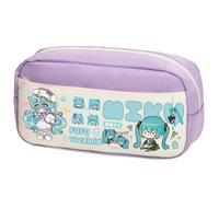 Xinchangda Miku Astuccio per matite Miku, astuccio a doppia cerniera, leggero, di grande capacità, per trucchi, cancelleria, per adolescenti, studenti delle scuole medie, Viola Tipo 4, 23 x 12 x 10CM