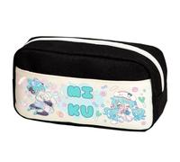 Xinchangda Miku Astuccio per matite Miku, astuccio a doppia cerniera, leggero, di grande capacità, per trucchi, cancelleria, per adolescenti, studenti delle scuole medie, Nero Tipo 1, 23 x 12 x 10CM