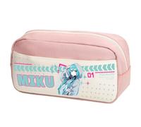 Xinchangda Miku Astuccio per matite Miku, astuccio a doppia cerniera, leggero, di grande capacità, per trucchi, cancelleria, per adolescenti, studenti delle scuole medie, Rosa Tipo 2, 23 x 12 x 10CM