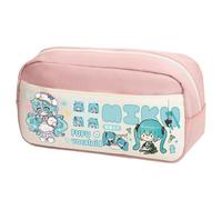 Xinchangda Miku Astuccio per matite Miku, astuccio a doppia cerniera, leggero, di grande capacità, per trucchi, cancelleria, per adolescenti, studenti delle scuole medie, Rosa Tipo 4, 23 x 12 x 10CM