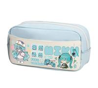 Xinchangda Miku Astuccio per matite Miku, astuccio a doppia cerniera, leggero, di grande capacità, per trucchi, cancelleria, per adolescenti, studenti delle scuole medie, Blu Tipo 4, 23 x 12 x 10CM