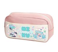 Xinchangda Miku Astuccio per matite Miku, astuccio a doppia cerniera, leggero, di grande capacità, per trucchi, cancelleria, per adolescenti, studenti delle scuole medie, Rosa Tipo 1, 23 x 12 x 10CM