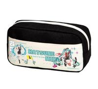 Xinchangda Miku Astuccio per matite Miku, astuccio a doppia cerniera, leggero, di grande capacità, per trucchi, cancelleria, per adolescenti, studenti delle scuole medie, Nero Type3, 23 x 12 x 10CM