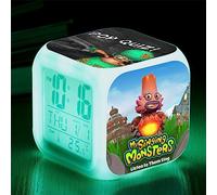 Xinchangda My Singing Monsters - Sveglia digitale a LED per bambini, con 7 colori cangianti, luce notturna con visualizzazione della temperatura e ora