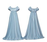 Xinchangda Regency Abiti per le donne Medievale Vintage Vittoriano Vestito A Vita Alta Vestito Lungo Elegante Partito Abito Da Sfera, Azzurro